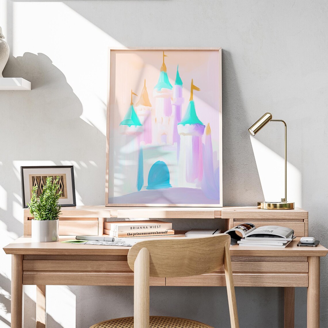 Pastel Fairy Tale Castle Magic Kingdom Princess Nursery Wall Art - Image 6