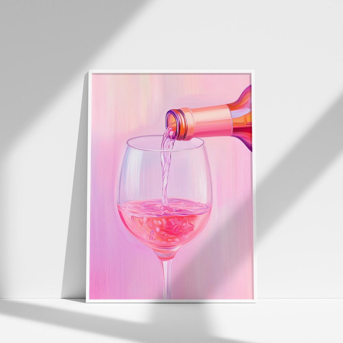 Pink Rose Wine Pouring Into Glass Kitchen Bar Cart Decor Poster - Image 6