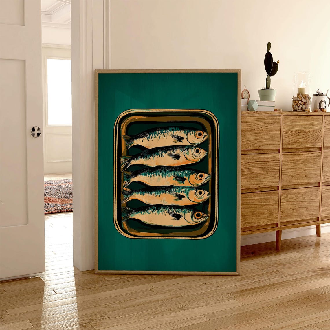 Sardine Tin Can Retro Kitchen Still Life Coastal Food Art Poster - Image 4