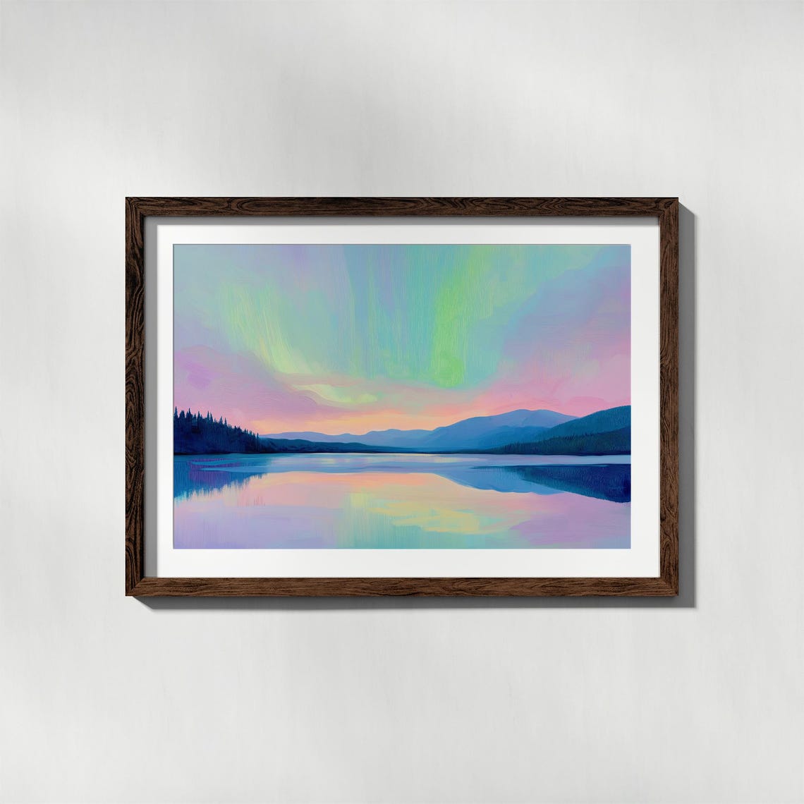 Northern Lights Over Still Mountain Lake Aurora Night Poster - Image 5