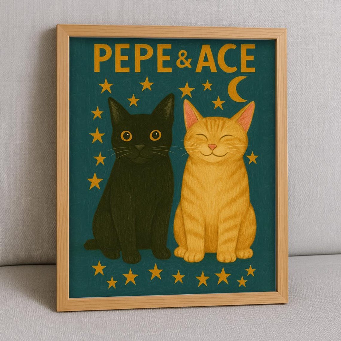 Custom Cat Portrait Cute Poster Personalized Badly Drawn Pet Art Lover Gift Hand Wall Loss Funny - Image 2