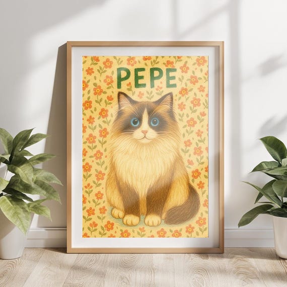Custom Badly Drawn Pet Portrait Personalized Cute Cat Unique Poster Mom Gifts For Her