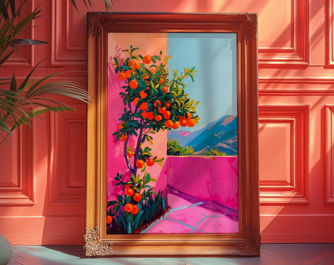 Orange Garden Maximalist Decor Art Print