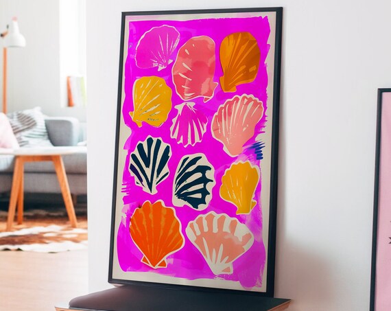Maximalist Art Tropical Decor Eclectic Wall Art Colorful Decor Dopamine Decor Kitchen Wall Decor Summer House Poster Sea Shell Poster