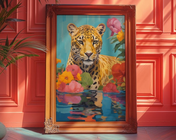 Maximalist Decor Dopamine Art Dorm Decor Preppy Wall Art Leopard Print Kitchen Poster Tiger Poster Bathroom Wall Art Trendy Decor