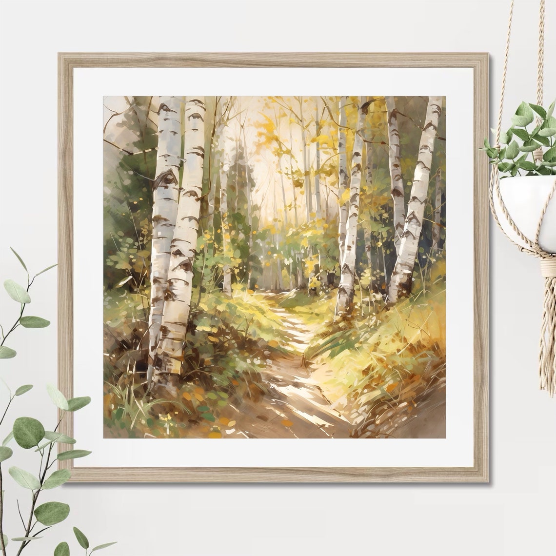 Watercolor Birch Tree Forest Painting Art Print - Image 4