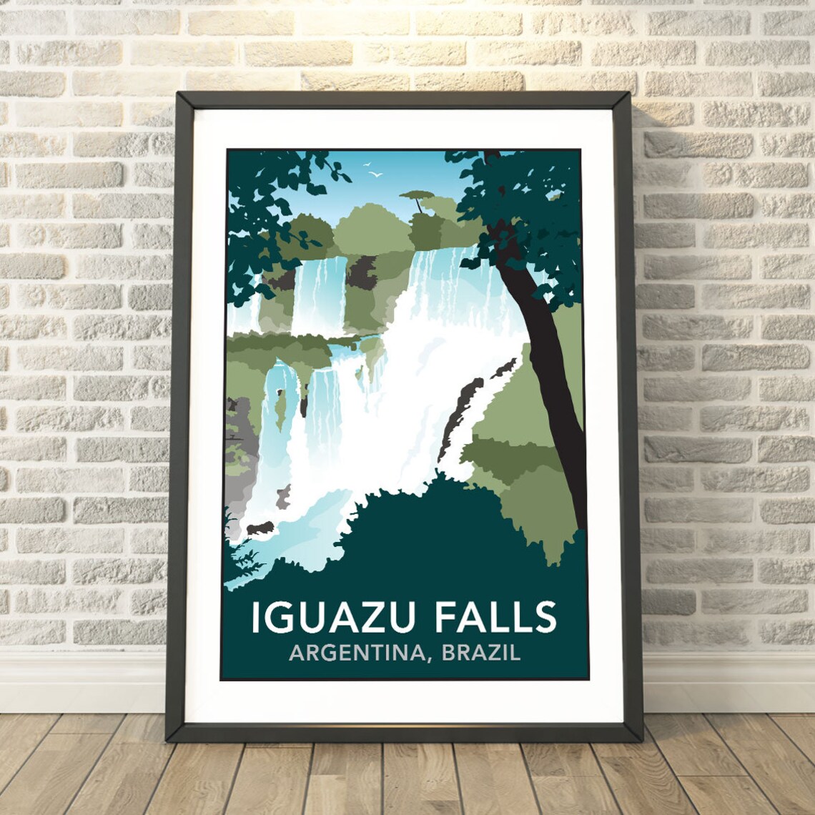 Iguazu Falls Travel Poster, Argentina Brazil Memory