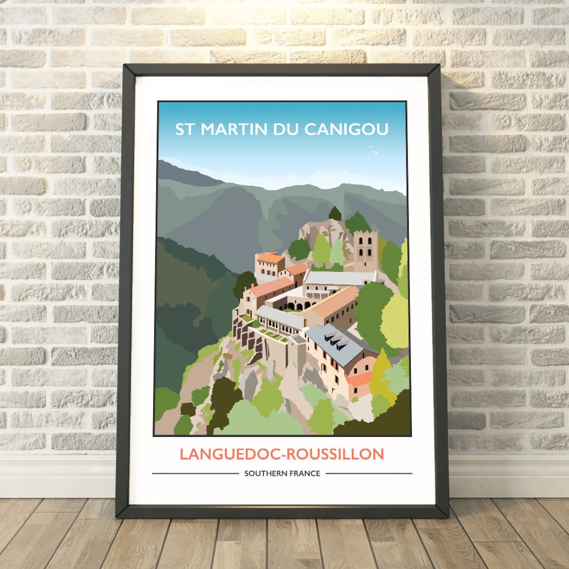St Martin du Canigou Abbey Southern France Vintage Travel Poster