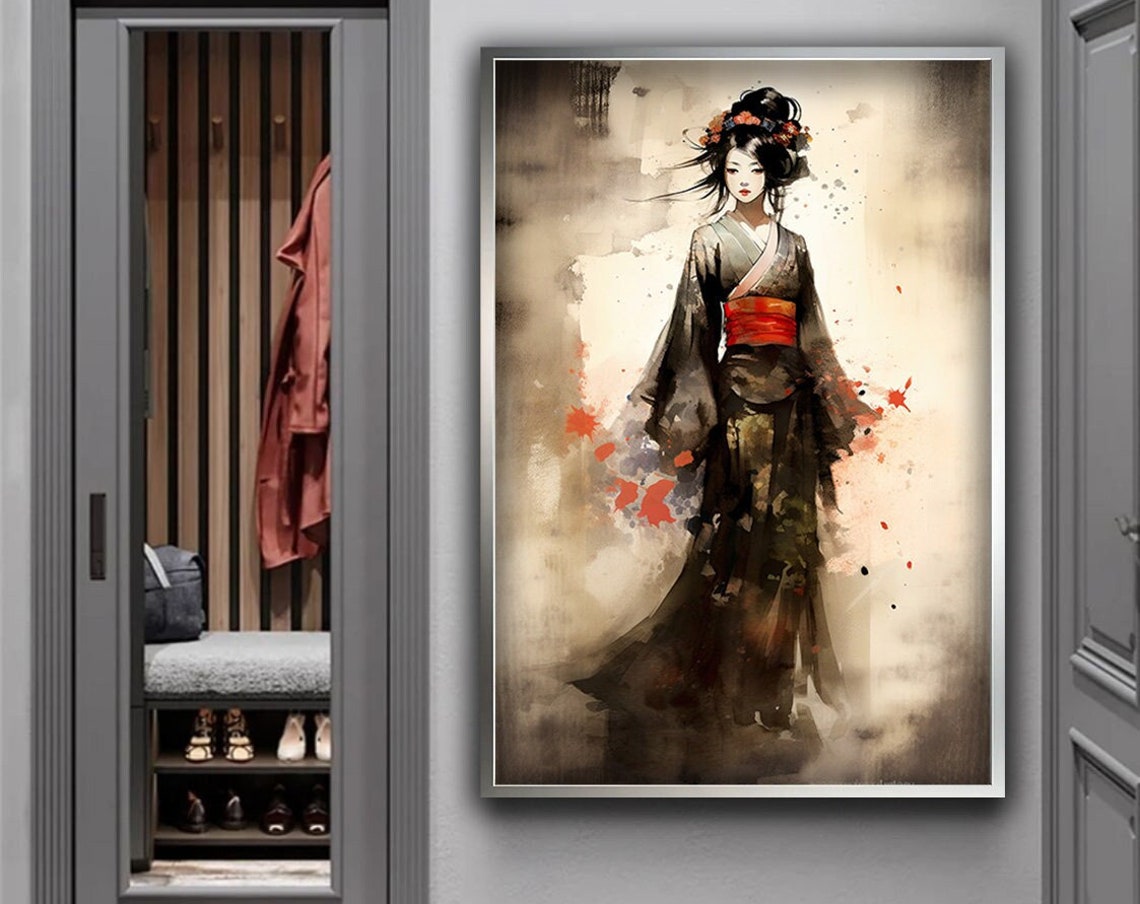 Japanese Woman Print Geisha Wall Art Japan Woman Wall Decor Japanese Style Painting Ethnic Woman Art Woman Art Print