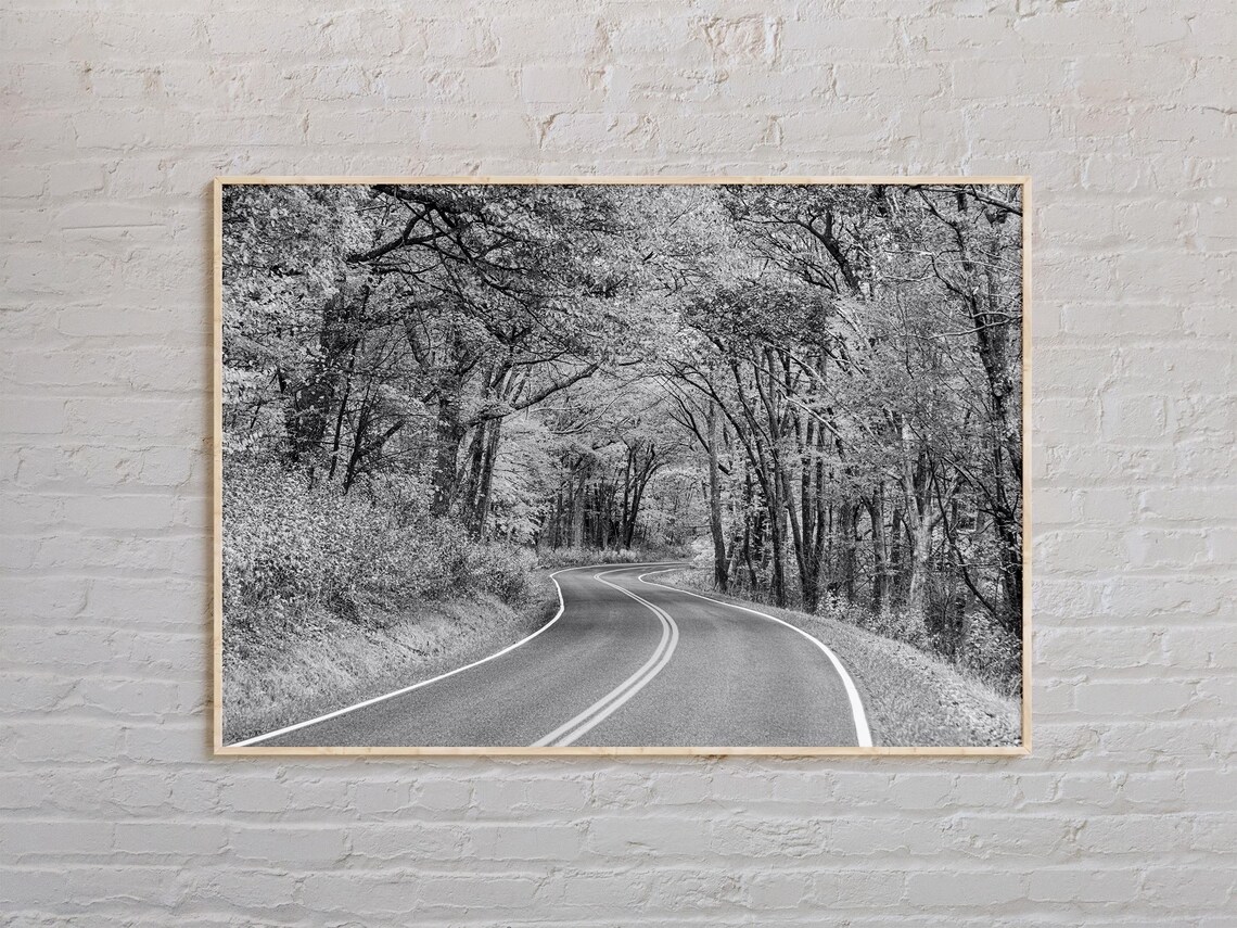 Black and White Virginia Travel Poster, USA Decor