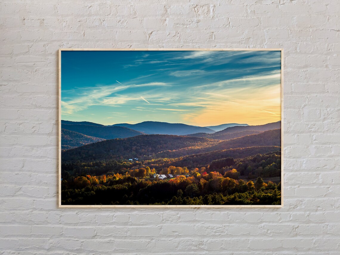 Vermont Autumn Mountains Valley Real Photography Landscape Poster