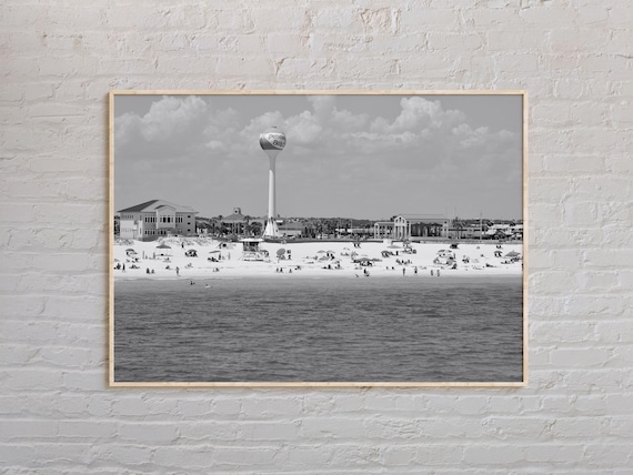 Black And White Pensacola Beach Water Tower Shoreline Poster