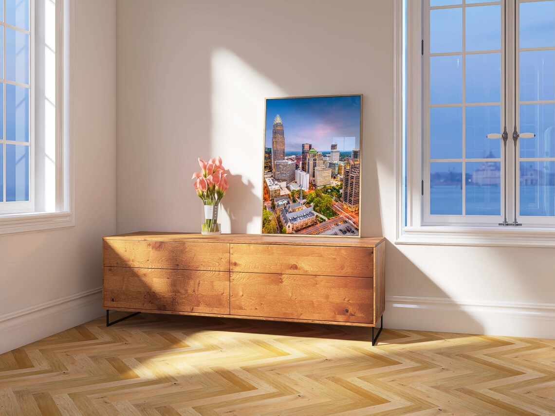Charlotte North Carolina Downtown Skyline Glowing at Dusk Poster - Image 4