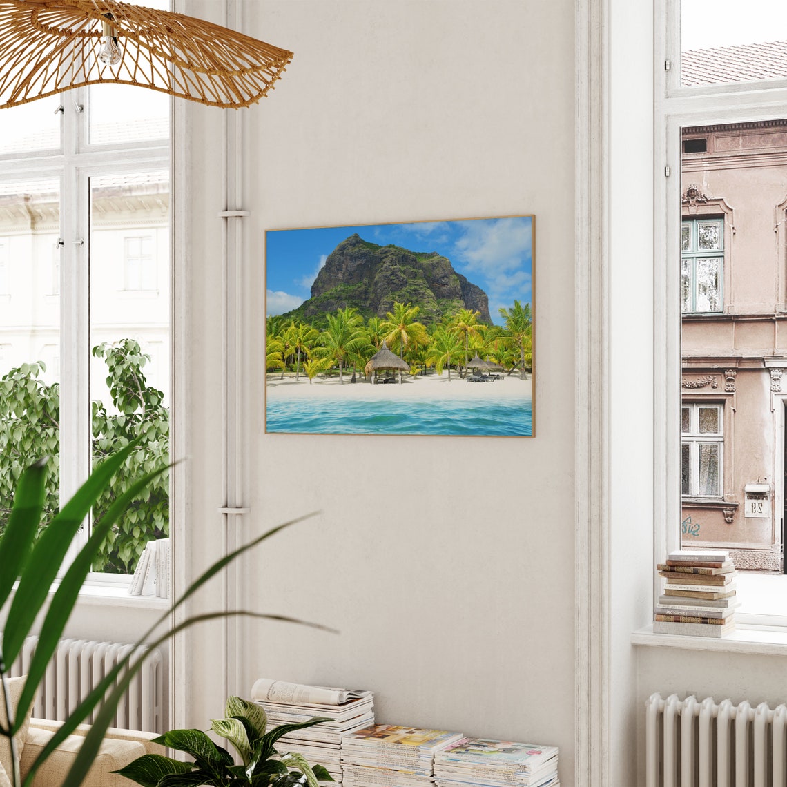 Mauritius Beach Le Morne Palm Trees Turquoise Indian Ocean Poster - Image 3