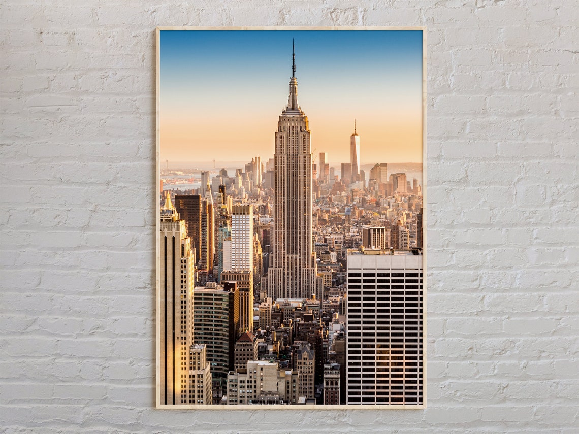 New York City Empire State Building Manhattan Sunset View Poster