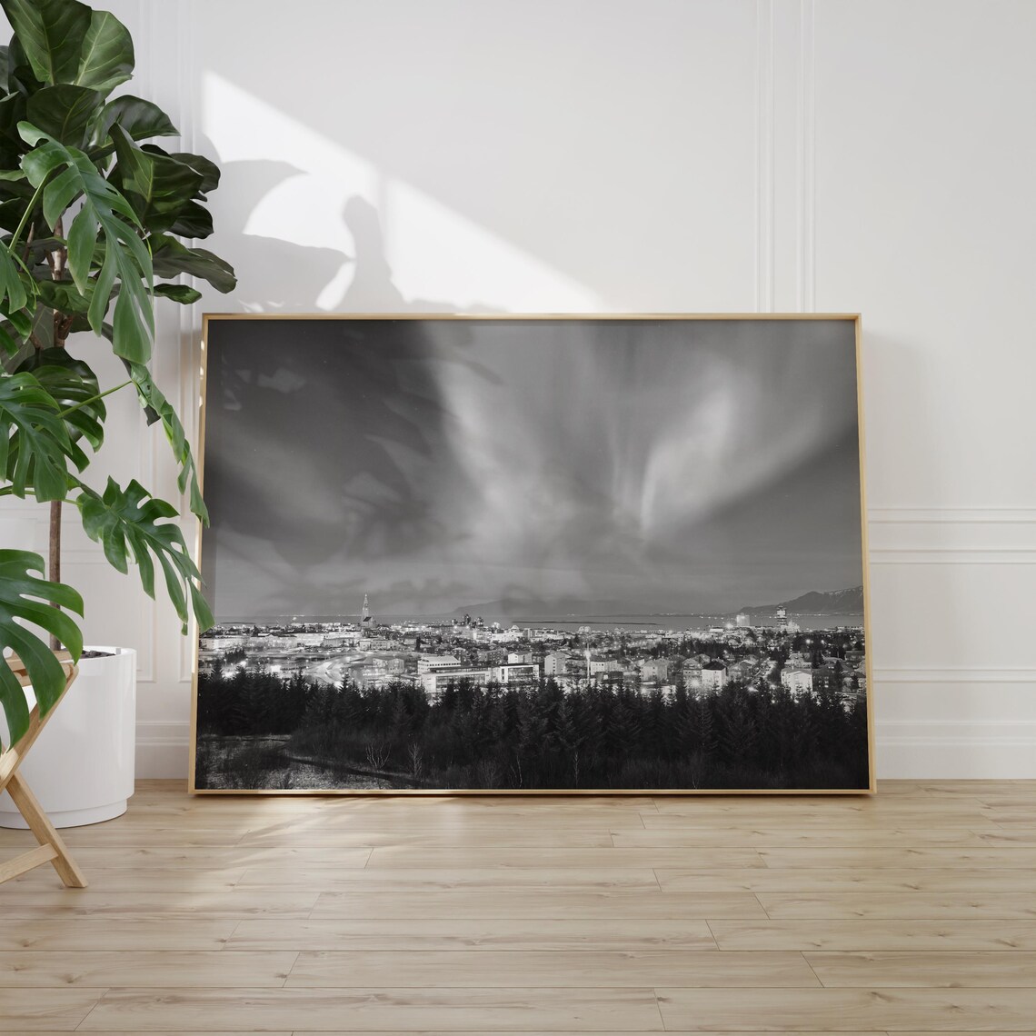 Reykjavik Iceland Northern Lights Night Sky Photo Landscape Poster - Image 2