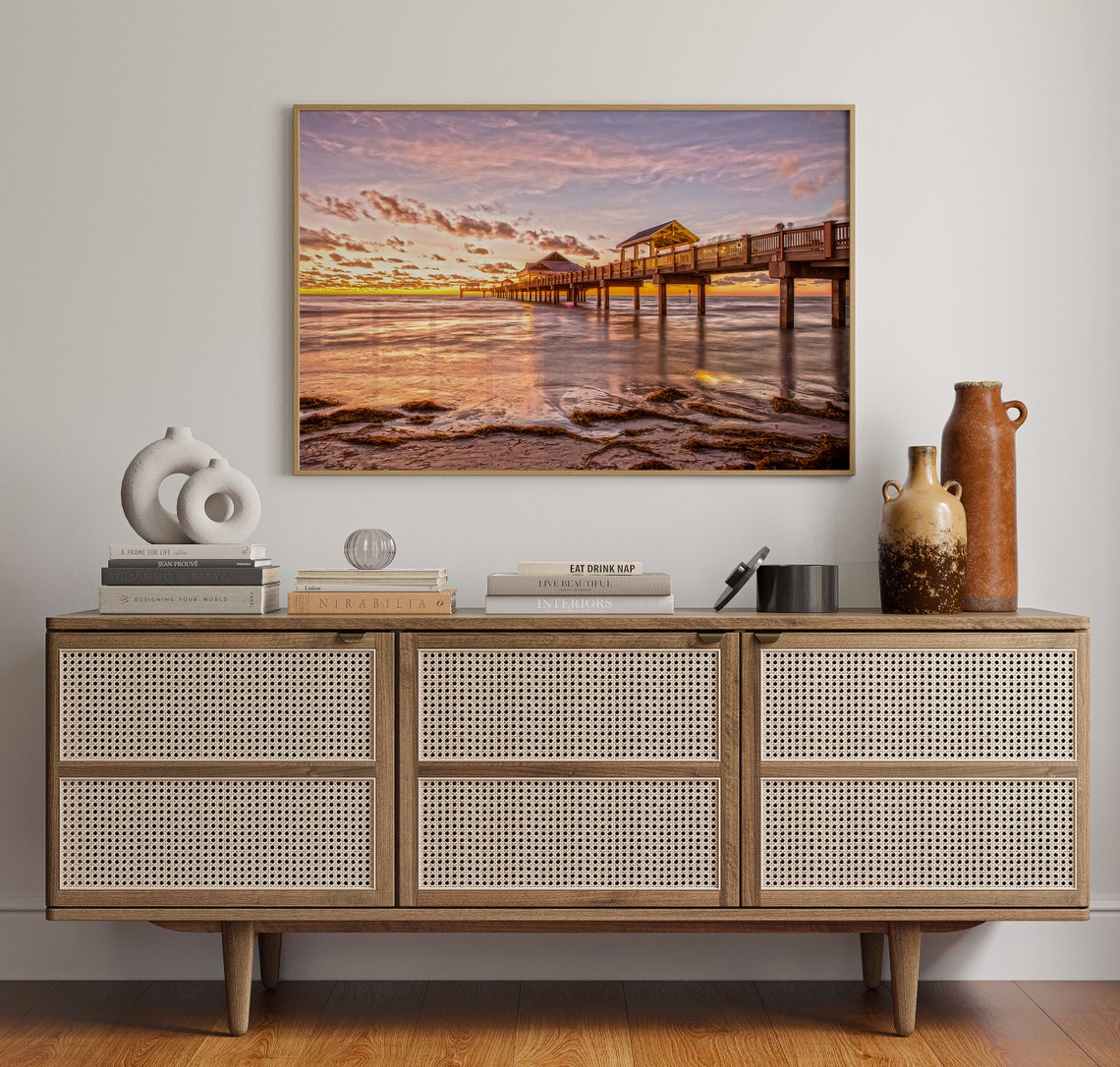 Clearwater Beach Wooden Pier Sunset Gulf Ocean Landscape Poster - Image 4
