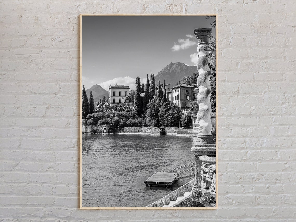 Lake Como Black And White Travel Poster