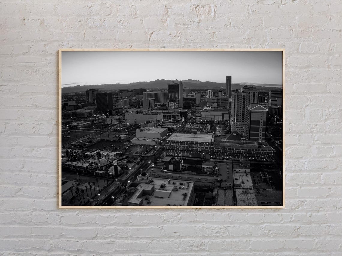 Black And White Downtown Las Vegas Skyline Aerial Photo Poster