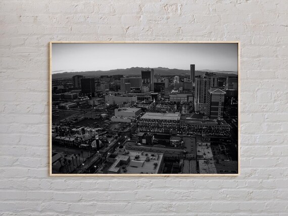 Black And White Downtown Las Vegas Skyline Aerial Photo Poster