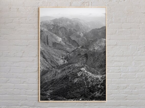 Eritrea Rugged Mountain Peaks Black White Landscape Photo Poster