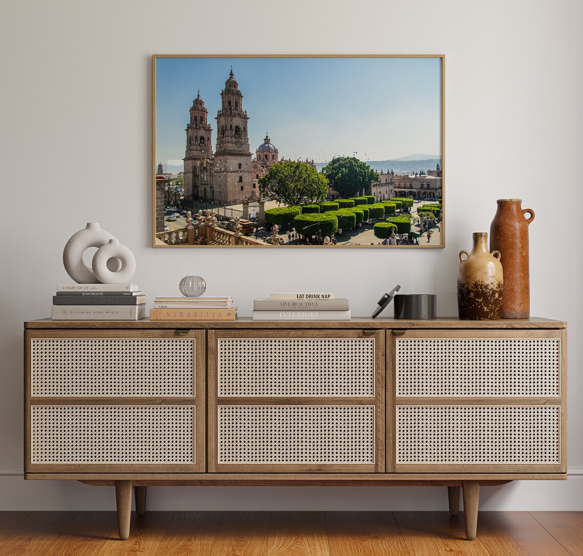 Morelia Mexico Baroque Cathedral Twin Towers Plaza View Poster - Image 4