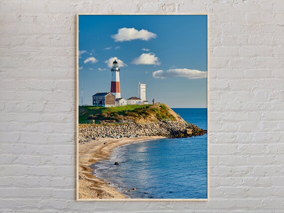 Montauk Point Lighthouse on Rocky Shore Long Island New York Poster