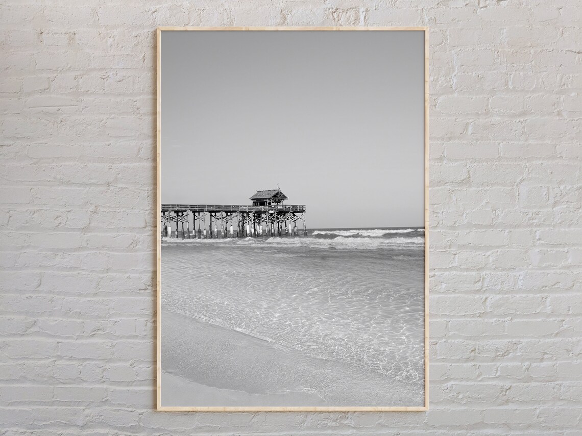 Cocoa Beach Black And White Travel Poster