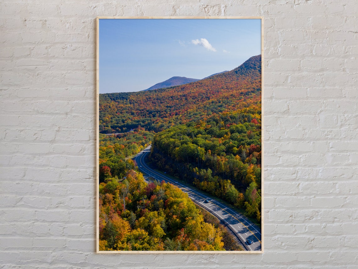 Hudson Valley New York Fall Foliage Highway Aerial View Poster