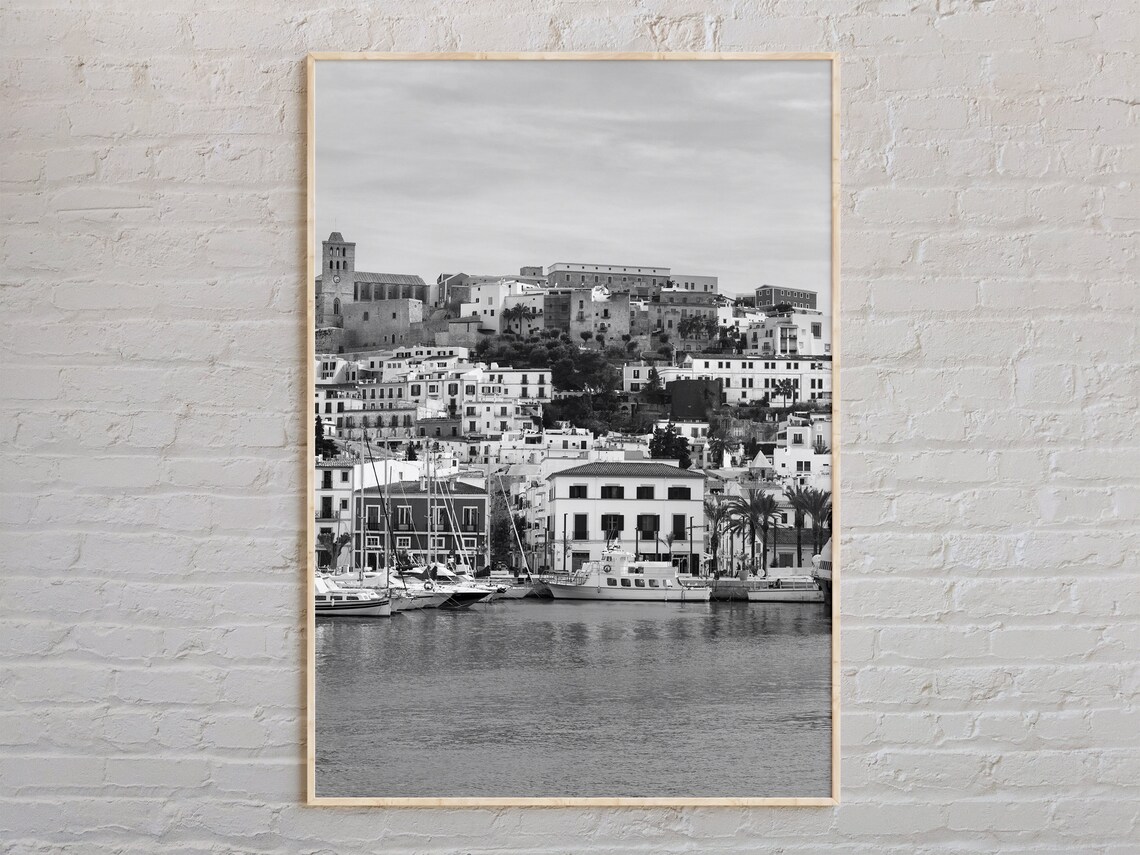 Ibiza Black And White Travel Poster, Europe