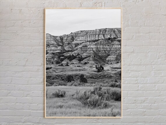 North Dakota Horse Farm Prairie Dramatic Clouds Black White Photo Poster