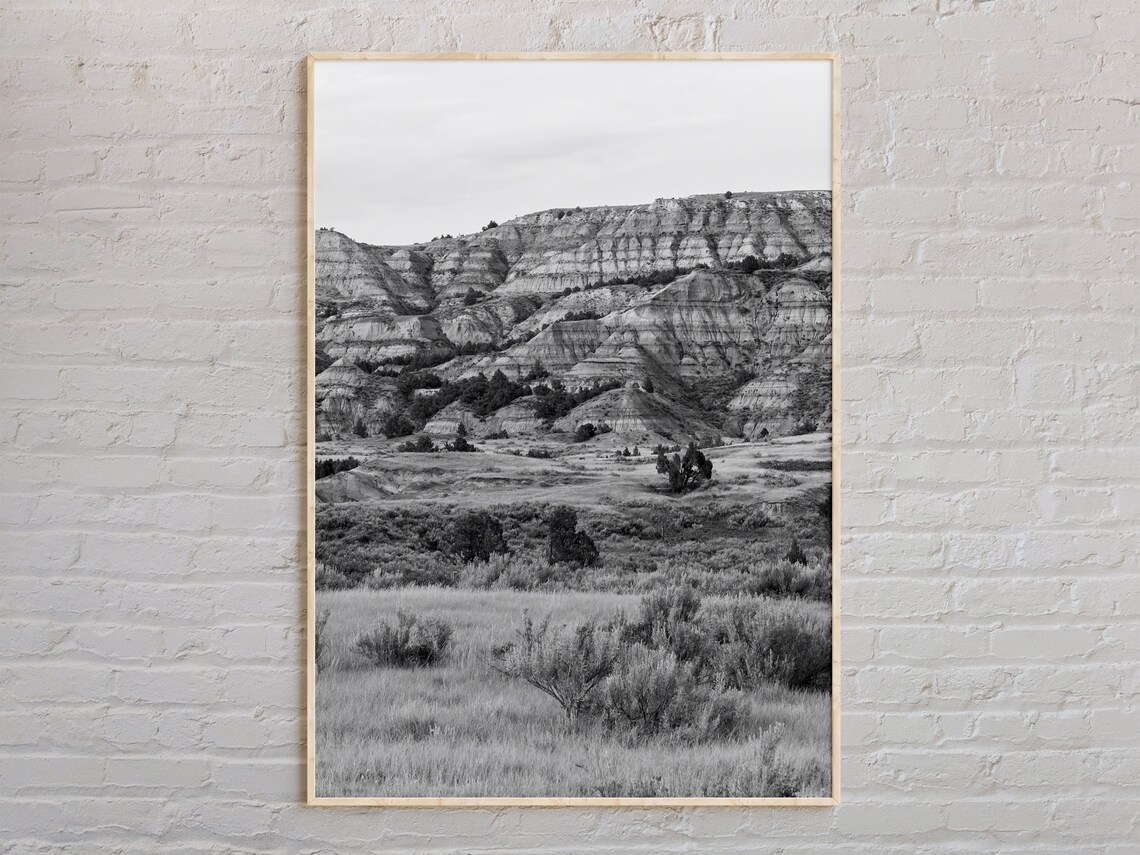 North Dakota Horse Farm Prairie Dramatic Clouds Black White Photo Poster