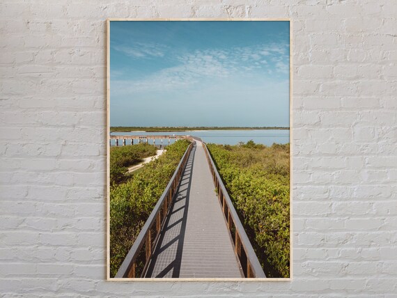 New Smyrna Beach Boardwalk Salt Marsh Lagoon Florida Travel Poster