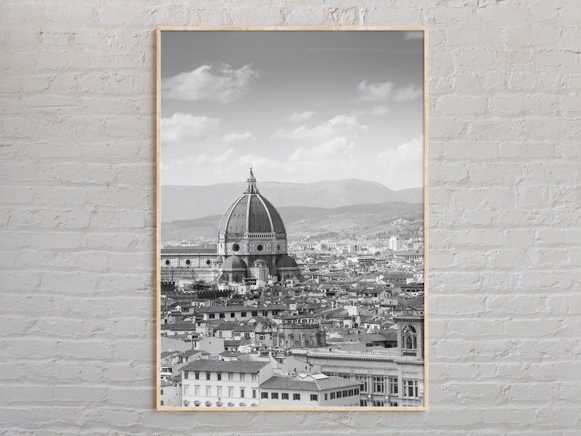 Florence Italy Duomo Cathedral Black And White Photography Poster