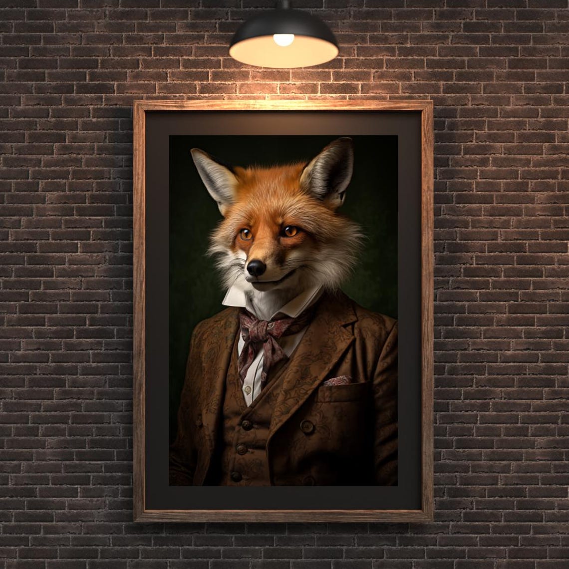 Red Fox Aristocrat In Brown Embroidered Suit Vintage Animal Wall Art