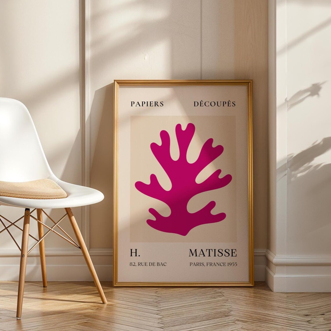 Matisse Style Magenta Abstract Cutout Print Modern Boho Minimalist Decor