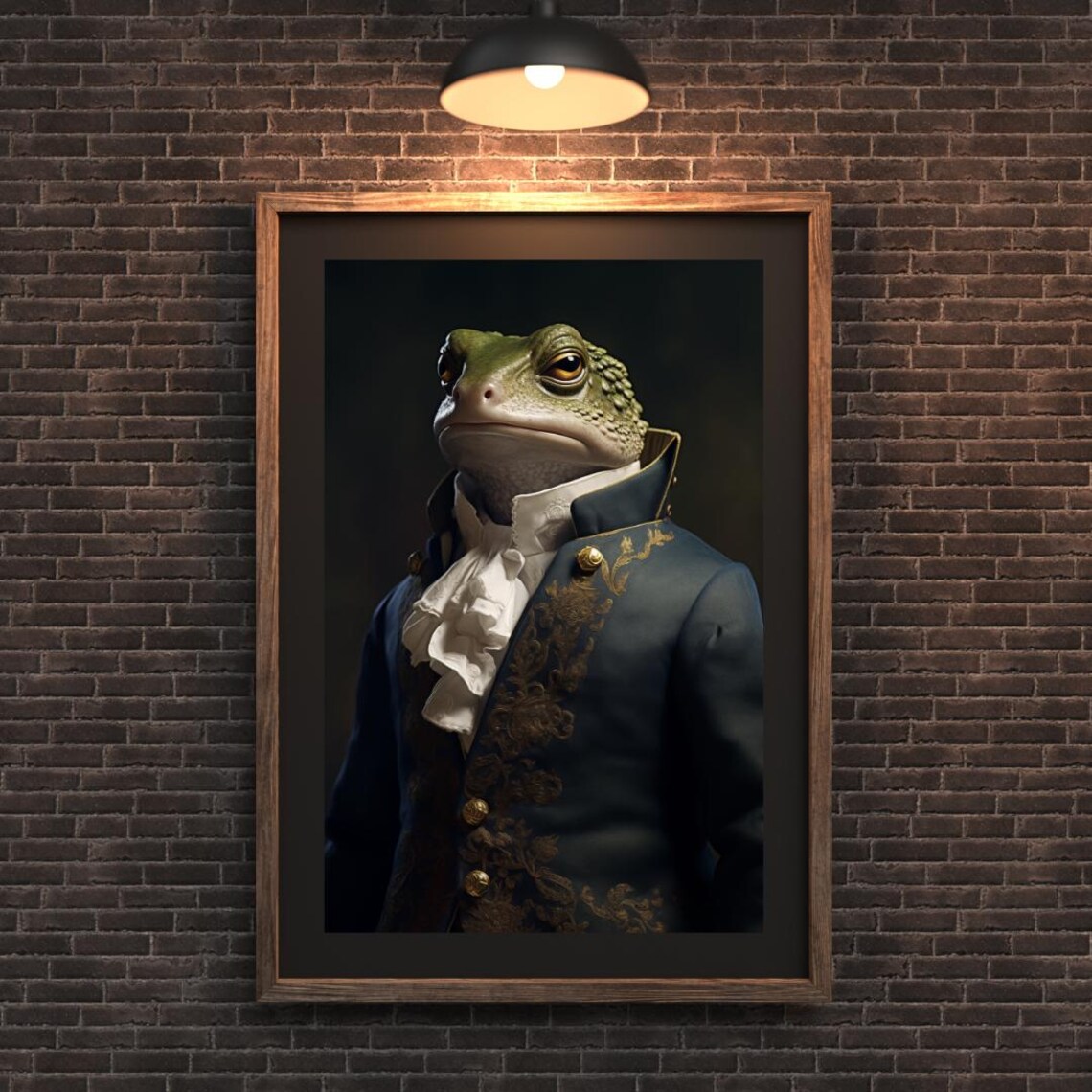 Aristocrat Toad In Blue Gold Brocade Coat Vintage Amphibian Wall Art