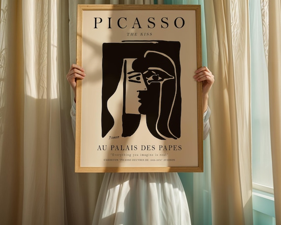 Picasso The Kiss Avignon Exhibition Linocut Style Art Poster