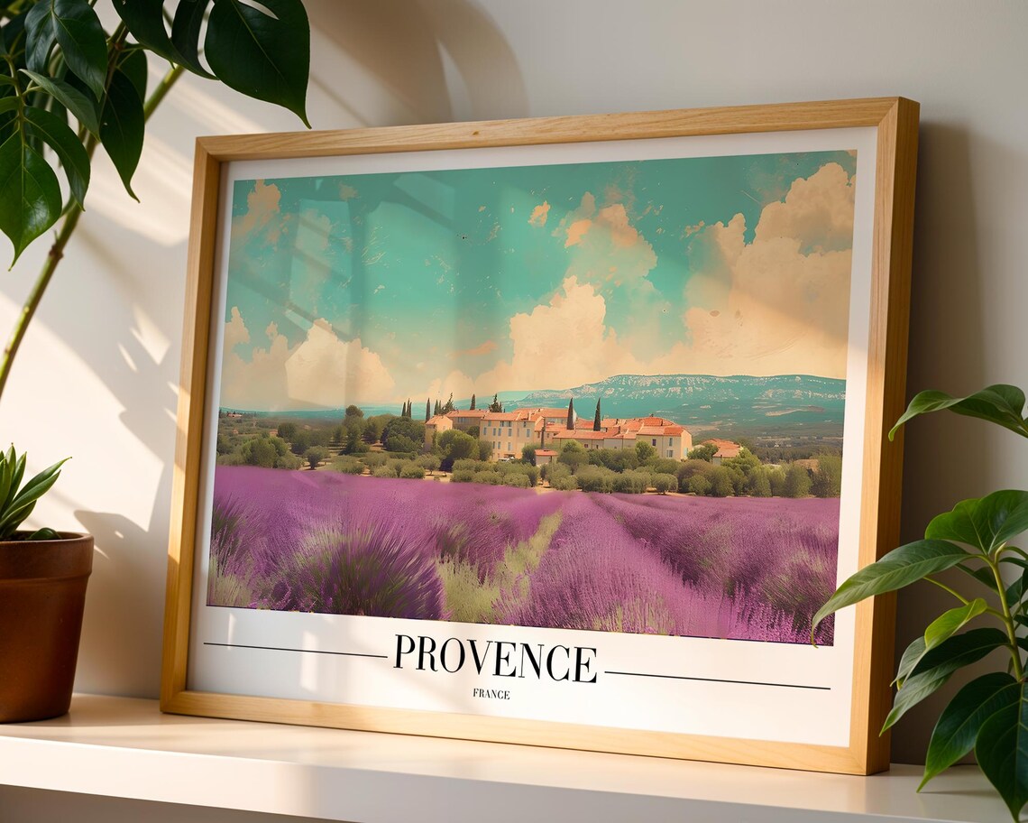 Provence France Lavender Fields Countryside Village Travel Poster