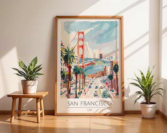 San Francisco Golden Gate Bridge Palm Bay Street Art Poster USA