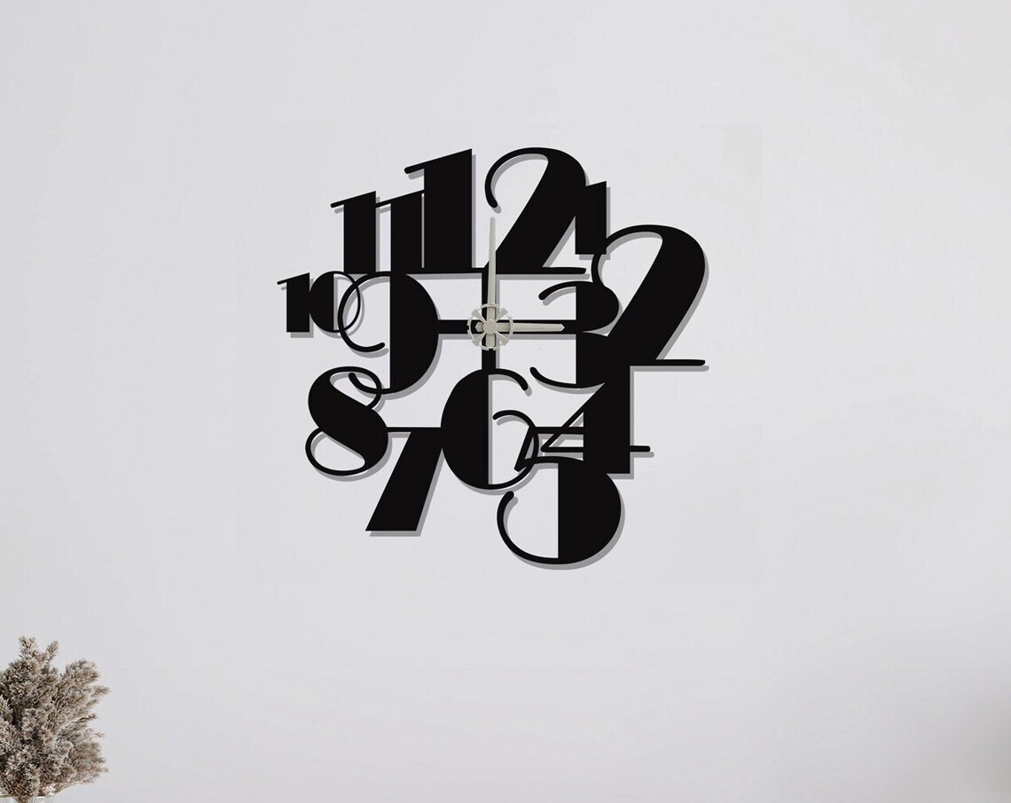 Big Number Wall Clock, Modern Minimalist Metal
