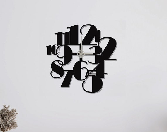 Big Number Wall Clock, Modern Minimalist Metal