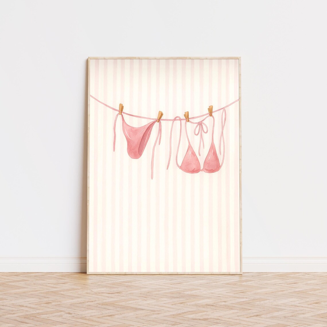 Pink Bikini Print, Coastal Preppy Wall Art