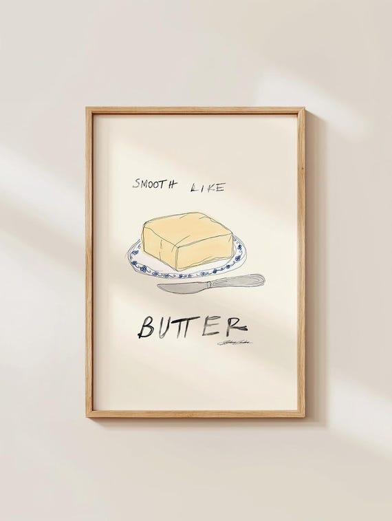 Smooth Like Butter Poster Trendy Coffee Retro Food Wall Art Bar Decor Mdopamine Kitchen Prints