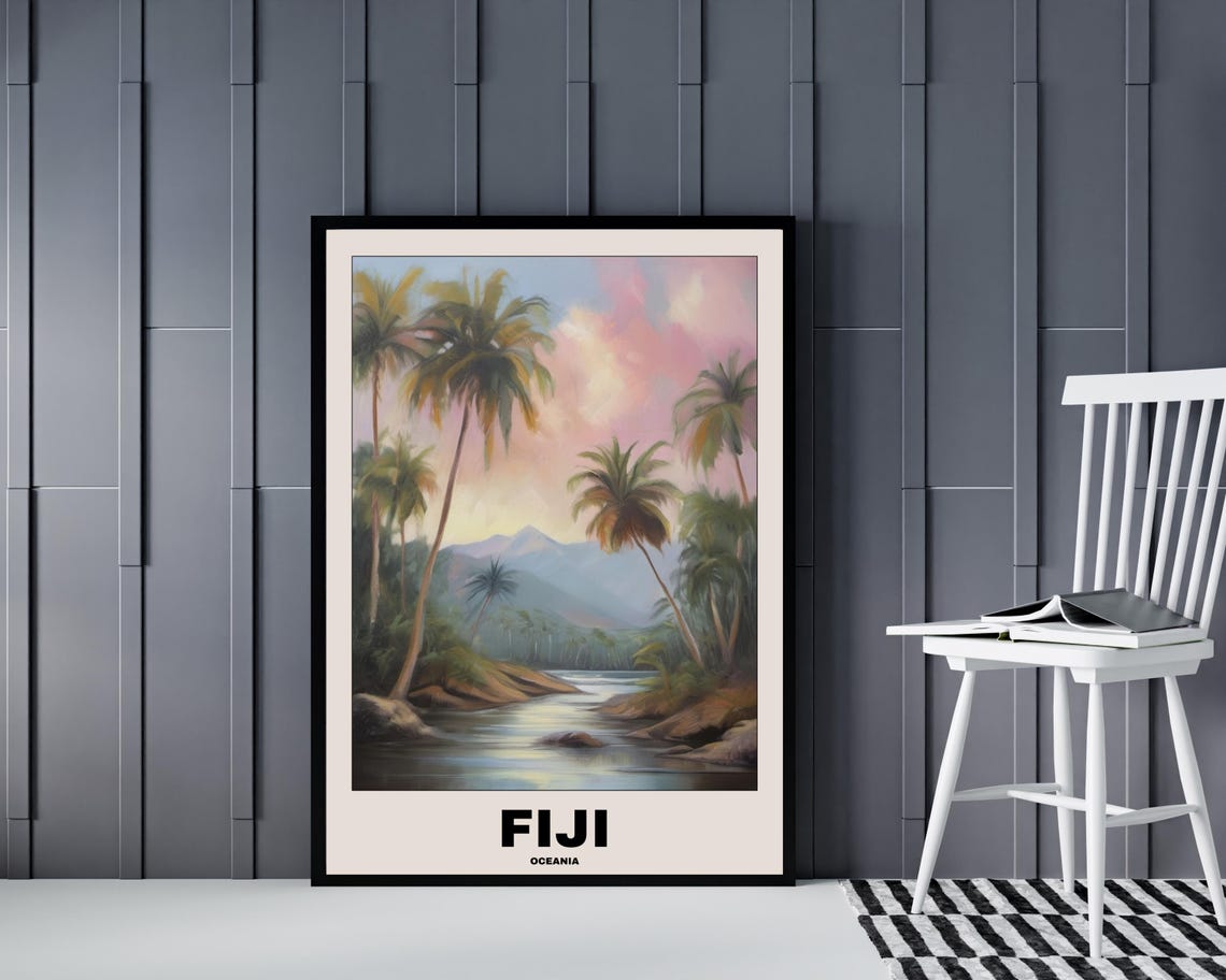 Fiji Travel Poster, Tropical Beach Painting - Image 4