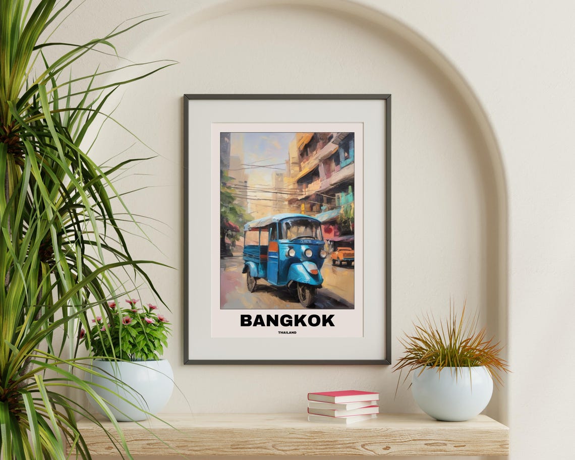 Thailand Travel Poster, Bangkok City Painting - Image 3