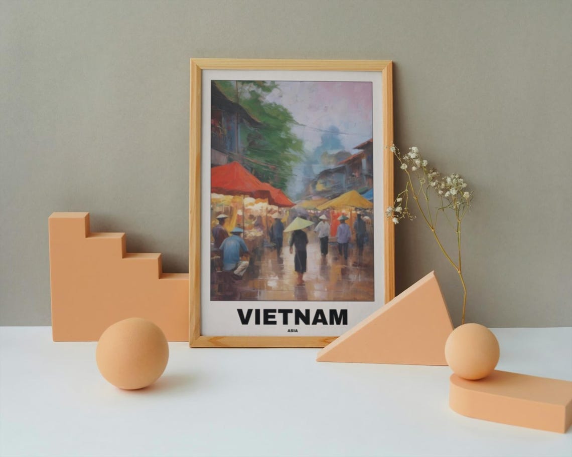 Vietnam Vietnamese Market Scenic Painting, Travel Poster - Image 4