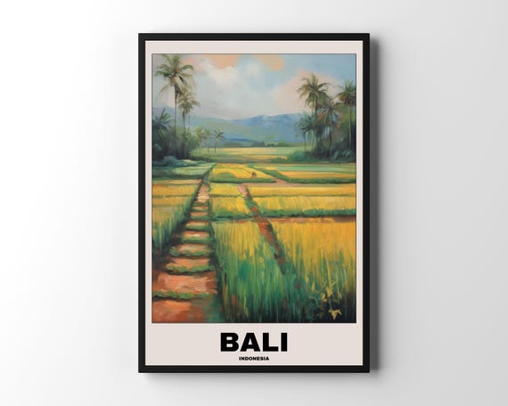 Bali Travel Poster, Scenic Balinese City Painting