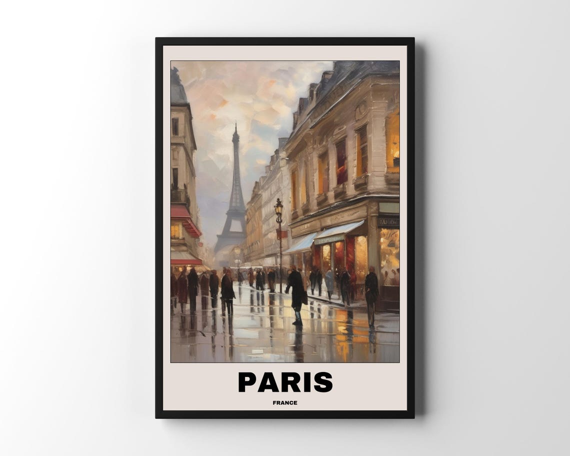 Paris City Landscape Travel Poster, Gift For Travellers