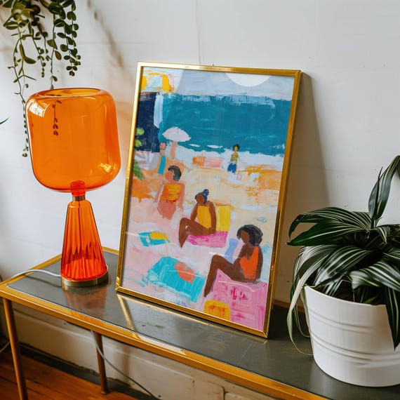 Boho Beach Coastal Poster, Modern Tropical Decor